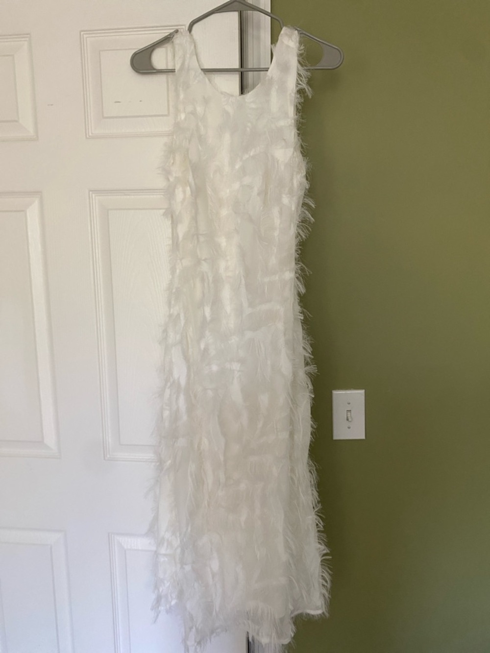 Le Lis White Feather-Texture Midi Dress